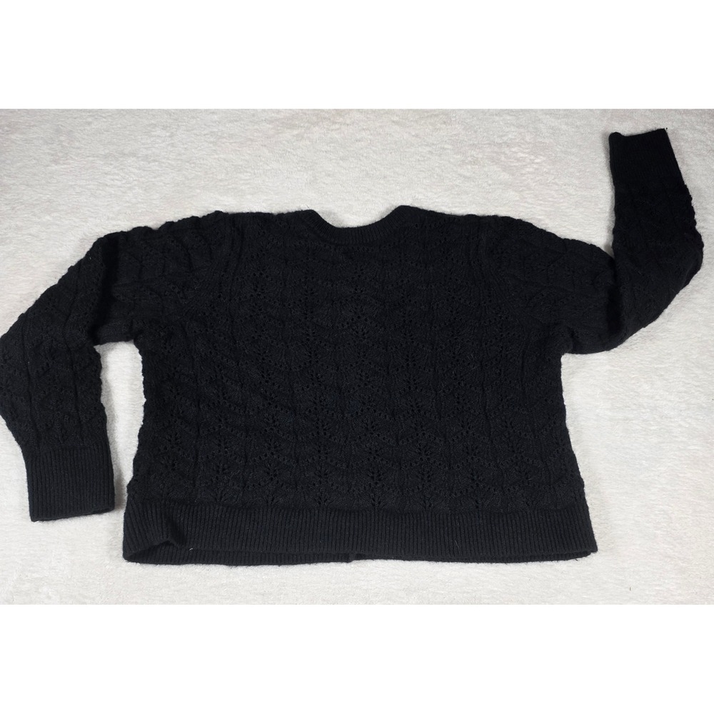 Gap Femme Pointelle Cardigan Women XXL Black Excellent Wool Alpaca Knit Sweater